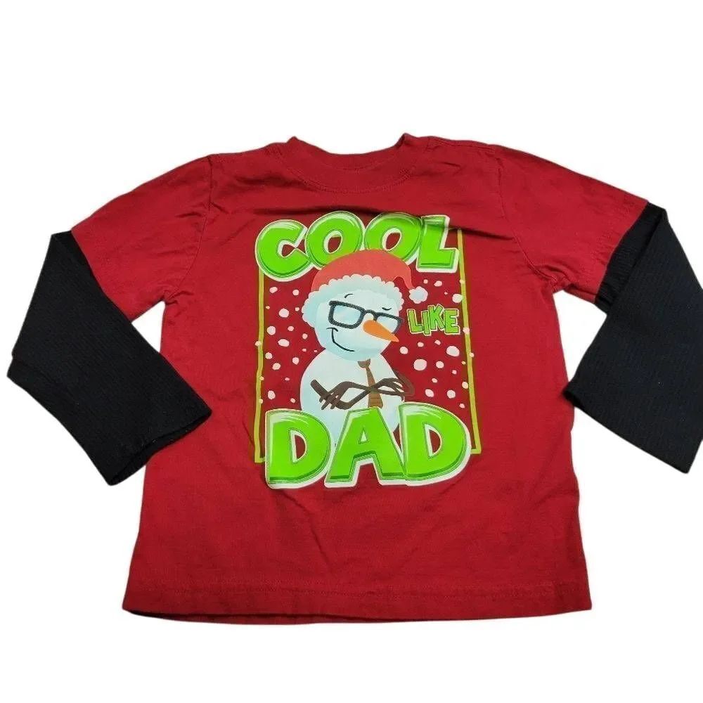 Cool like Dad Christmas snowman shirt 4T